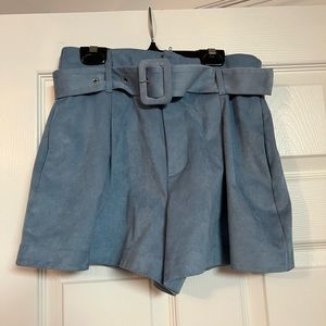 Blue Zara suede shorts